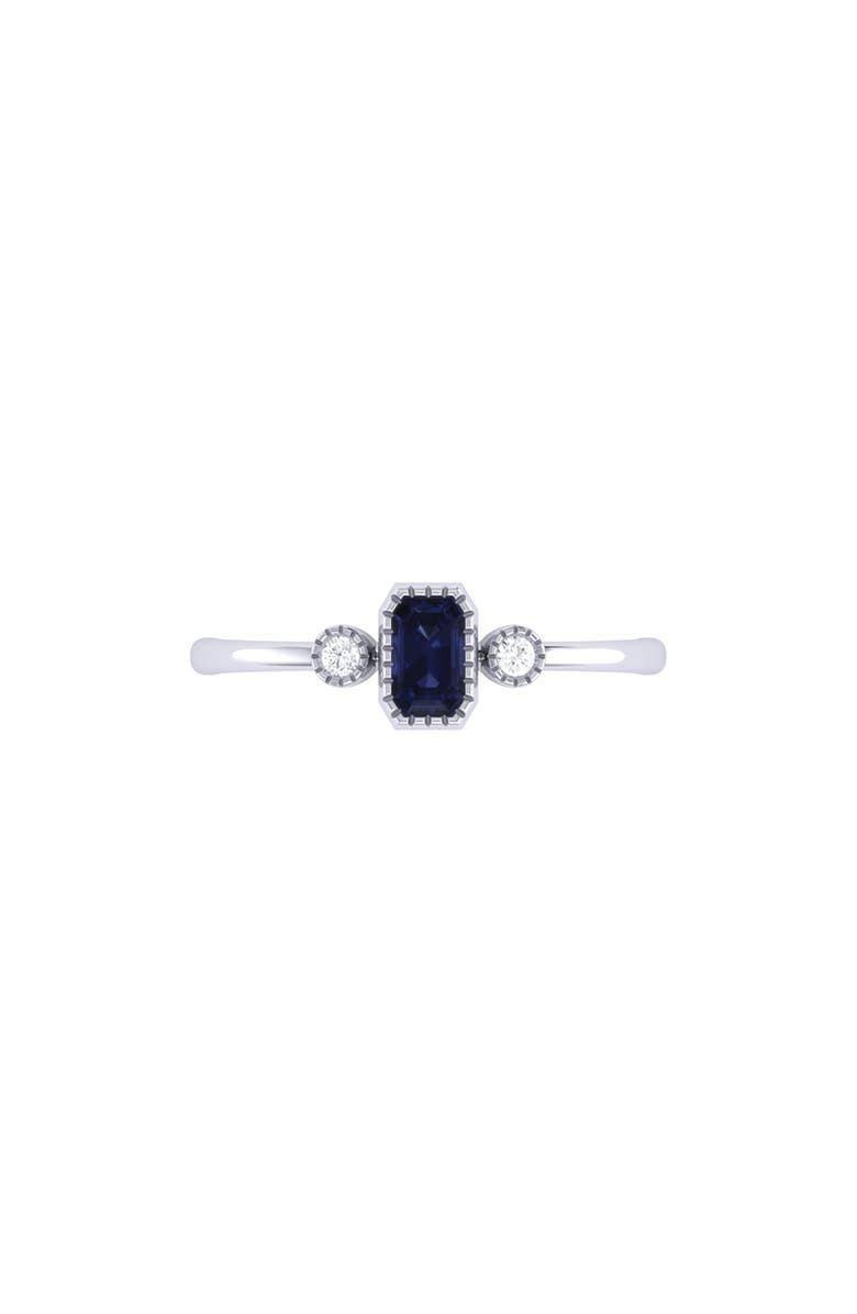 LuvMyJewelry La Vie Emerald Cut Sapphire & Diamond Ring - 0.04ct., Alternate, color, 14K White Gold