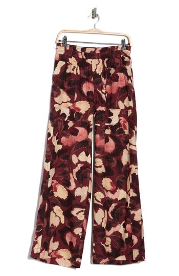 Democracy Skyrise Print Crop Wide Leg Pants In Brown