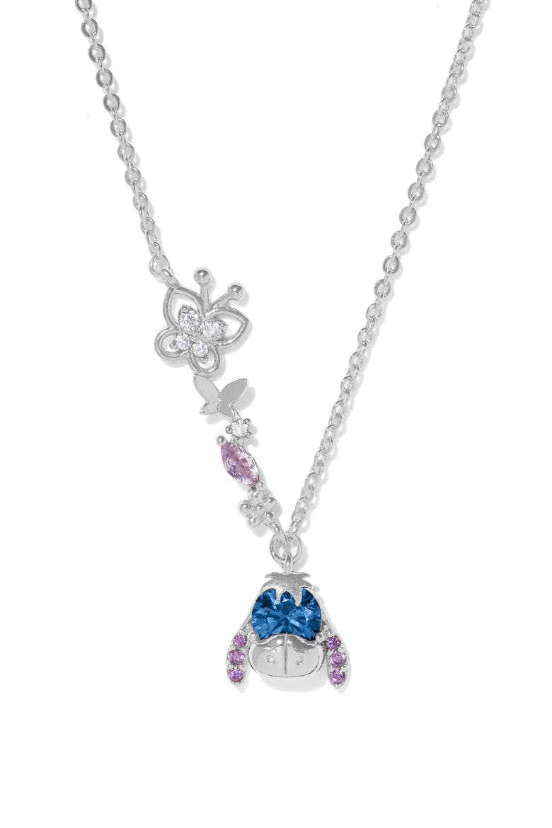 Disney Eeyore 18k Gold Plate Cubic Zirconia Pendant Necklace, Main, color, SILVER