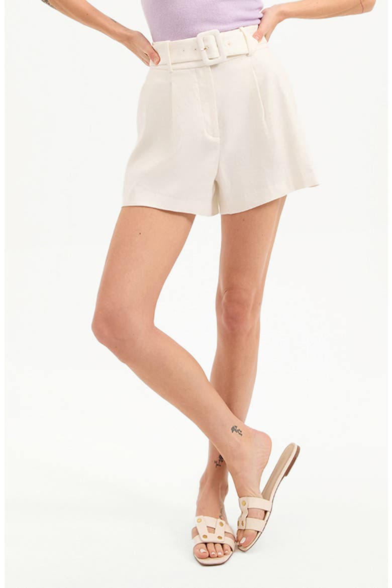 Piper Pleated Linen Blend Shorts, Main, color, DOVE