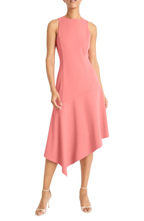 Asymmetric Hem Fit & Flare Midi Dress