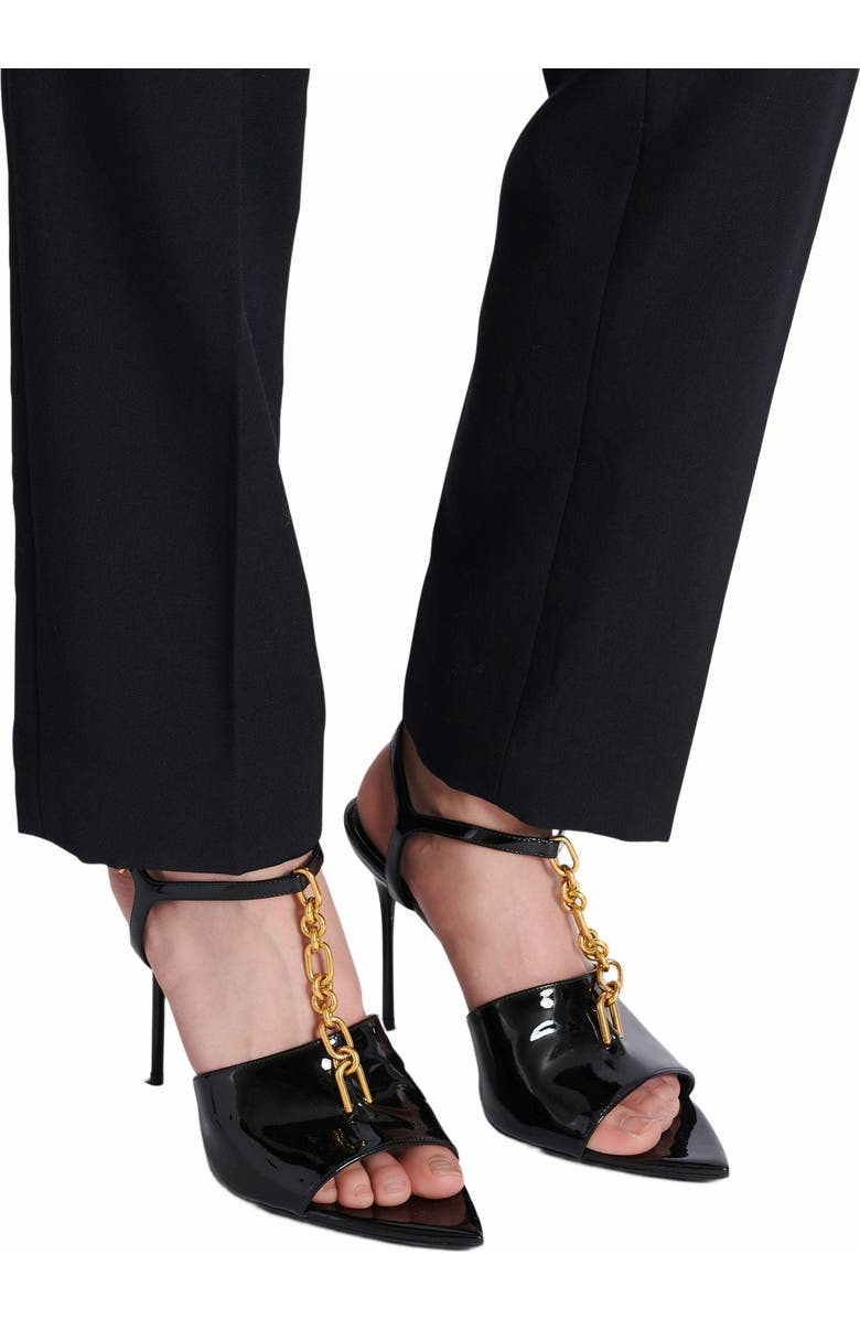 Balmain Sync Patent Leather Sandals With Heel, Alternate, color, Black