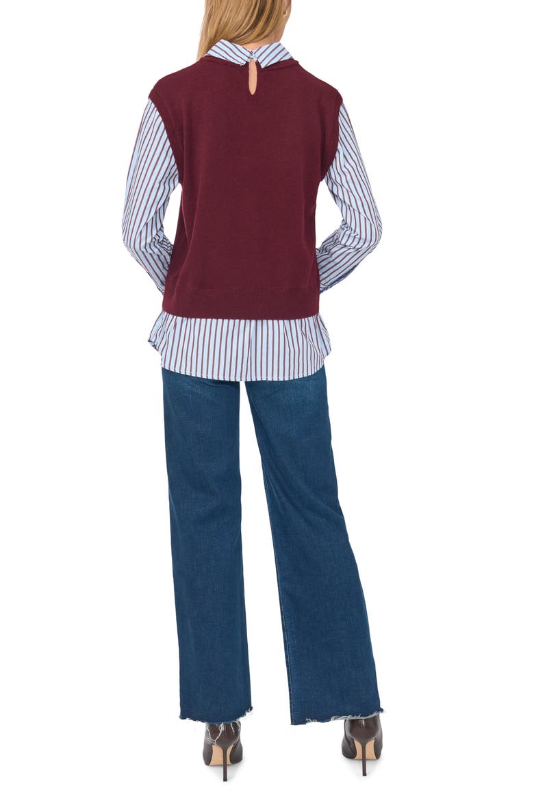 Crewneck Sweater Vest Two-Fer, Alternate, color, WINETASTING