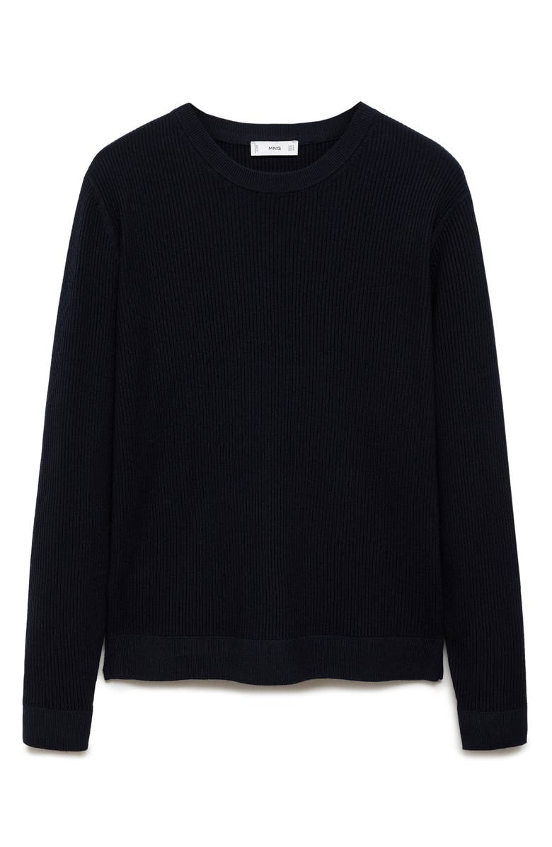 MANGO Rib Sweater, Main, color, Dark Navy