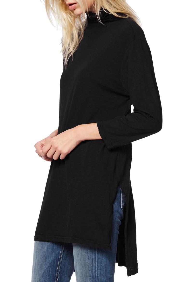 Mock Neck Supima® Cotton Tunic, Alternate, color, BLACK