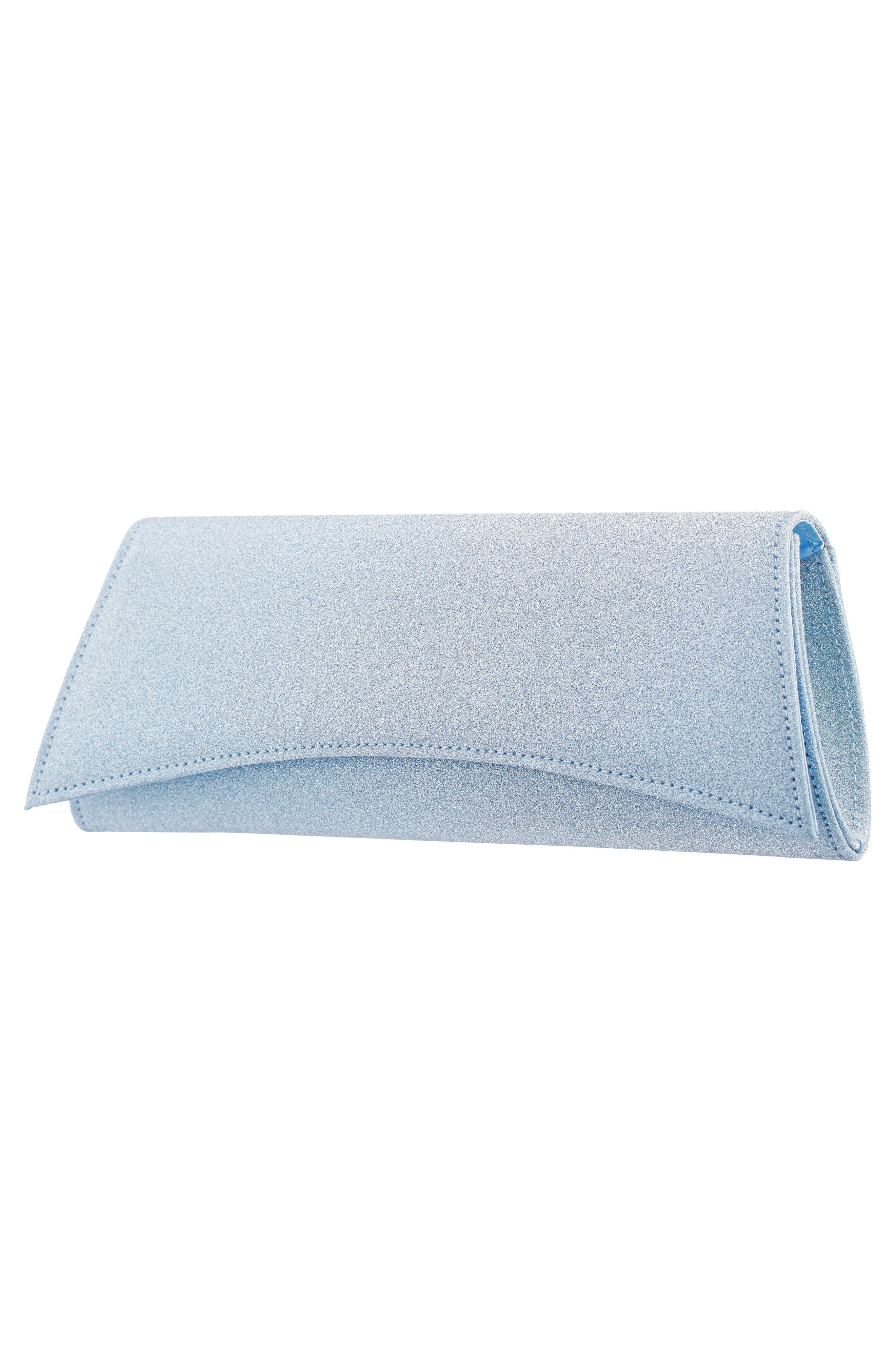 Zoey Metallic Clutch, Alternate, color, ICY BLUE