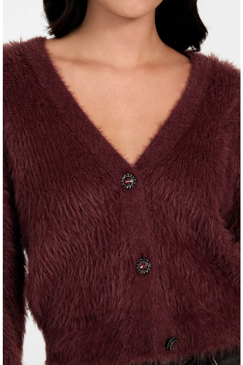 Keyla Fuzzy Cardigan, Alternate, color, RUST