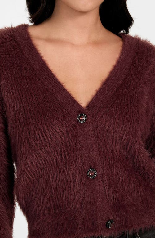 Guess Keyla Fuzzy Cardigan In Brown