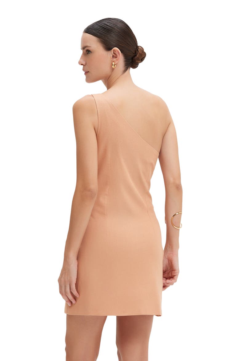 Tropic Linen One Shoulder Mini Dress, Alternate, color, BROWN