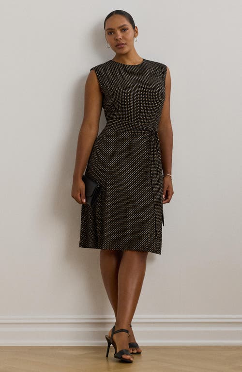 Ralph Lauren Geo-print Belted Bubble Crepe Dress In Multi