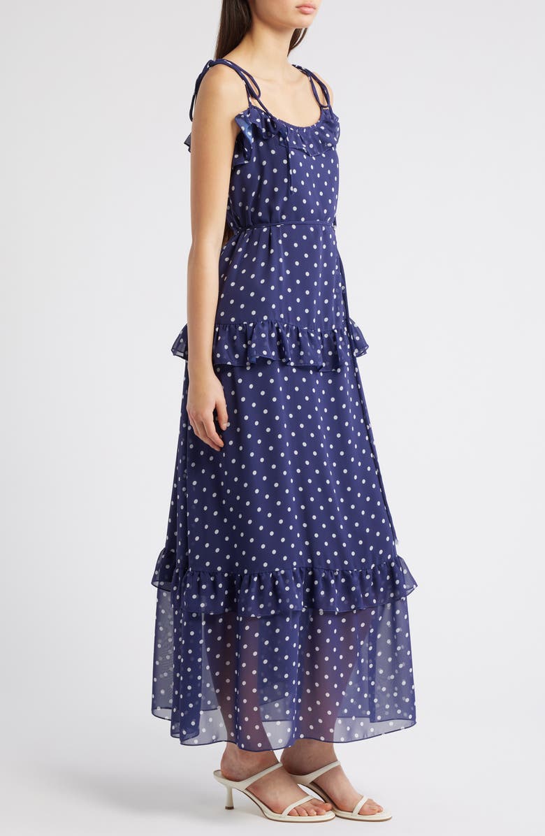 Julia Jordan Polka Dot Tiered Maxi Dress, Alternate, color, Navy Ivory