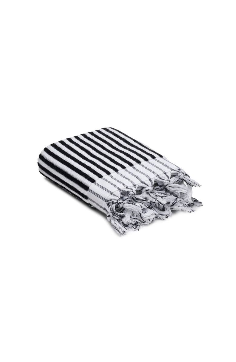 Oliviera Home Stripes Turkish Cotton Terry Hand Towel Bundle, Alternate, color, Black