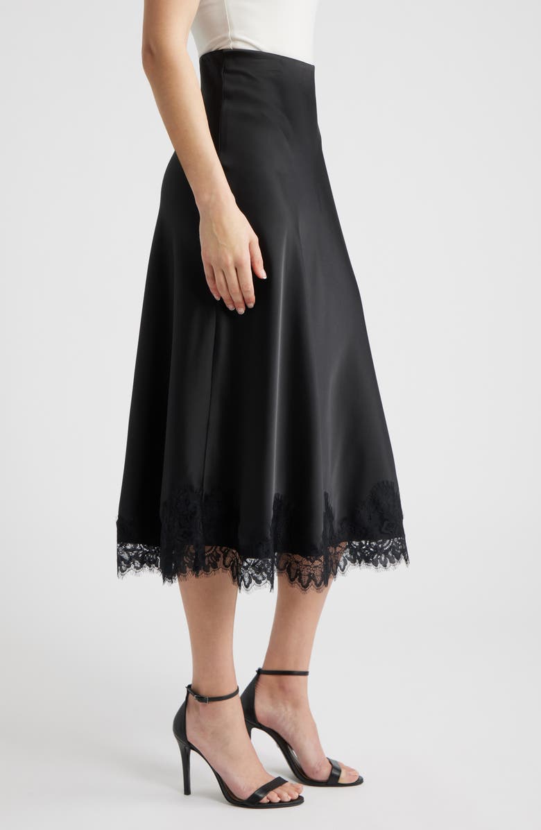 Anne Klein Lace Trim Midi Skirt, Alternate, color, Anne Black