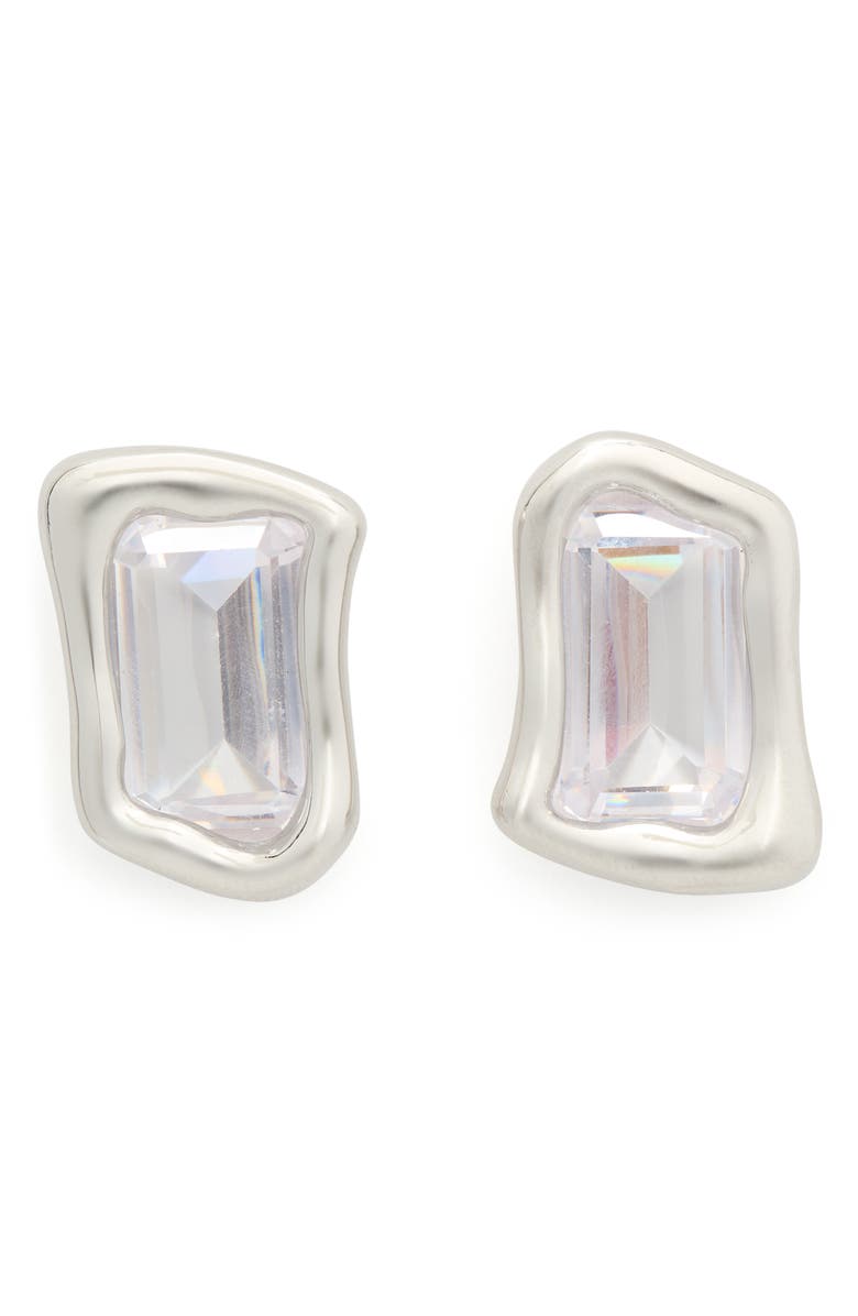 Kate Spade New York molten glass statement stud earrings, Main, color, Clear/ Silver.