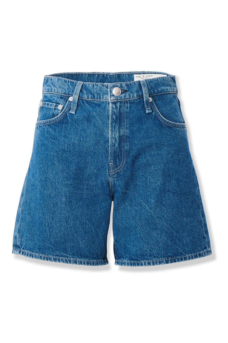Kaia High Waist Relaxed Fit Denim Shorts, Alternate, color, CORNFLOWER