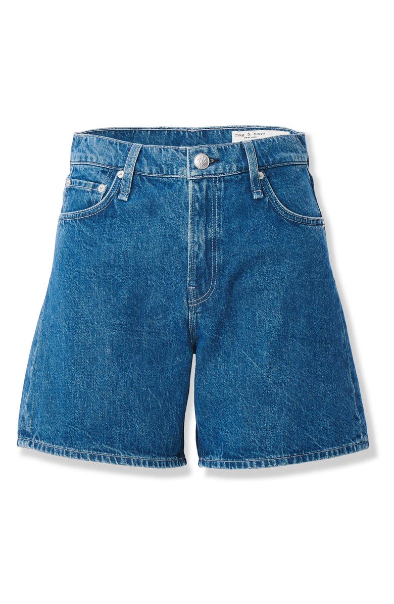 rag & bone Kaia High Waist Relaxed Fit Denim Shorts, Alternate, color, Cornflower