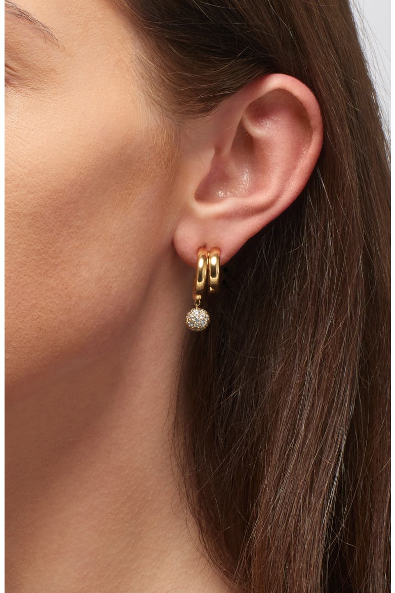 Pavé Drop Hoop Earrings, Alternate, color, GOLD