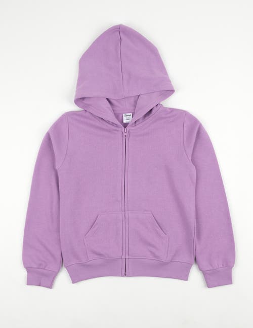 Leveret Kids Zip-up Sweatshirt Hoodie, Cotton Blend, Solid Colors In Purple