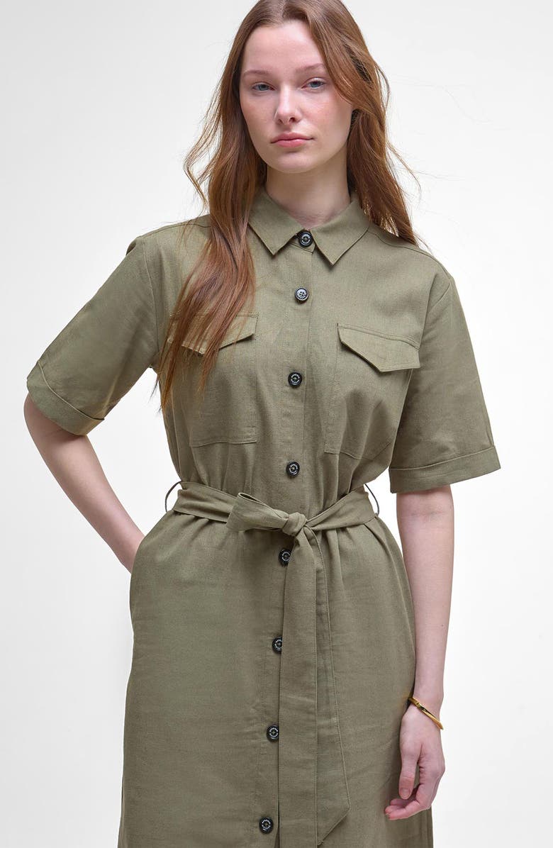 Barbour Nicole Maxi Shirtdress, Alternate, color, Dusky Green