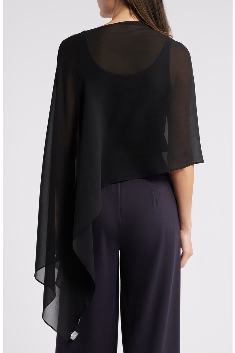 Asymmetric Sheer Silk Wrap, Alternate, color, BLACK