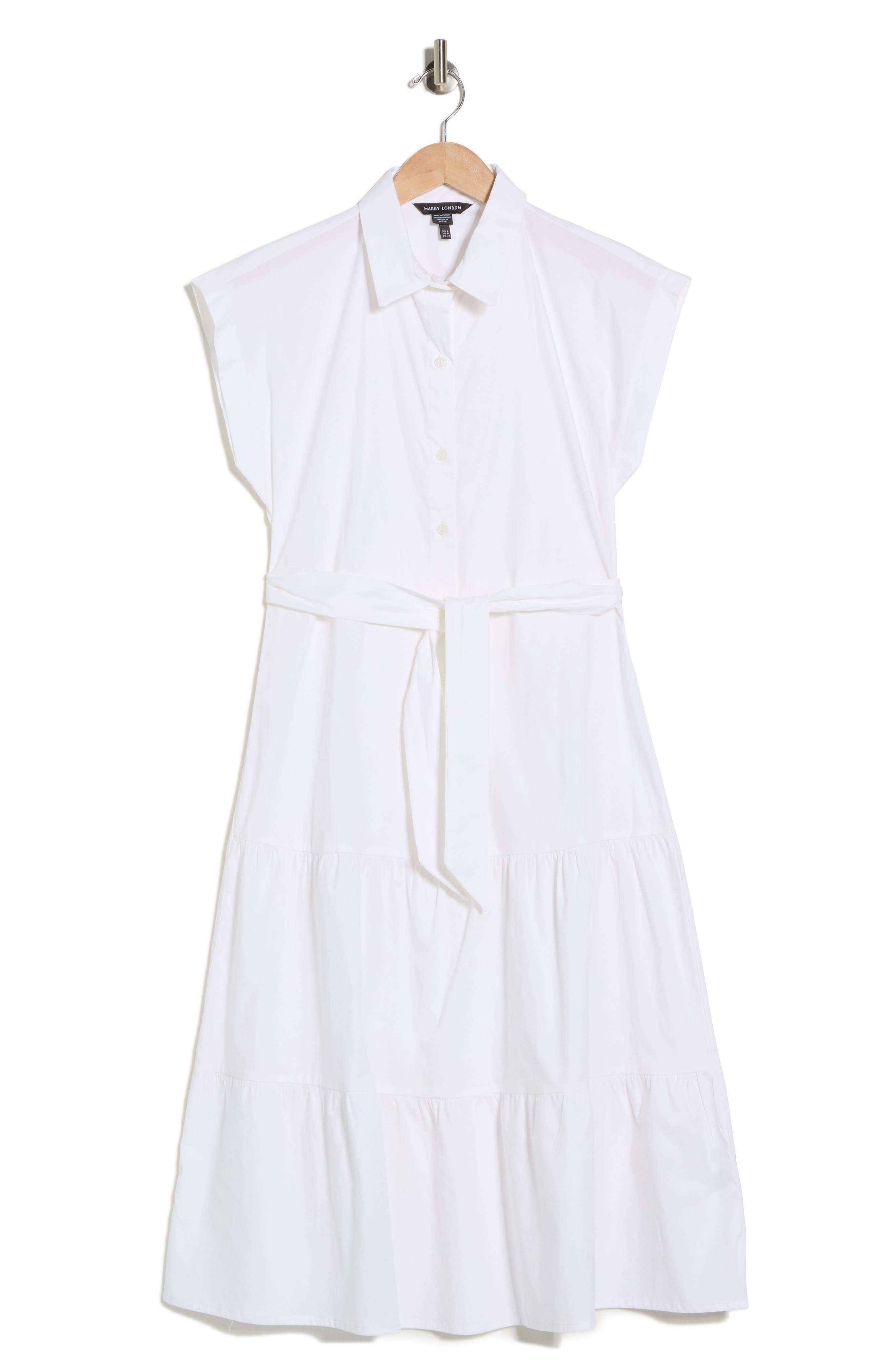 Maggy London Tie Waist Stretch Cotton Shirtdress