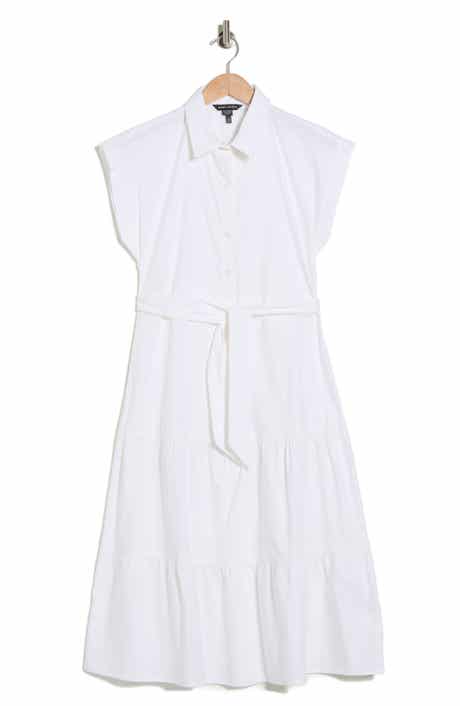Maggy London Tie Waist Stretch Cotton Shirtdress