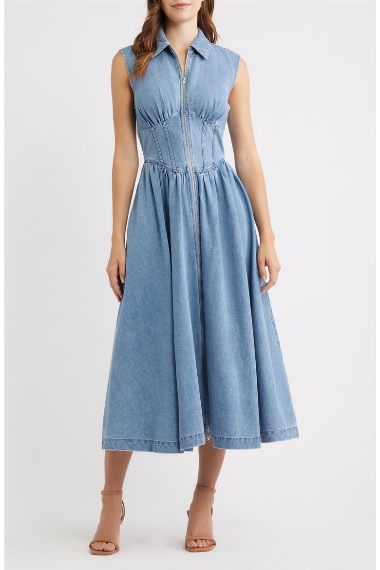 Denim MIdi Dress, Main, color, DENIM
