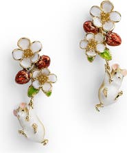 Bill Skinner Studio Strawberry & Hanging Mouse Earrings