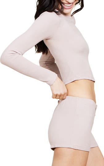 Malibu Collection<sup>®</sup> Ultra Soft Rib Long Sleeve Crop Top