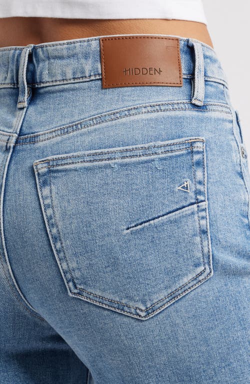 Shop Hidden Jeans Ripped Raw Hem Cropped Wide Leg Jeans In Med Wash