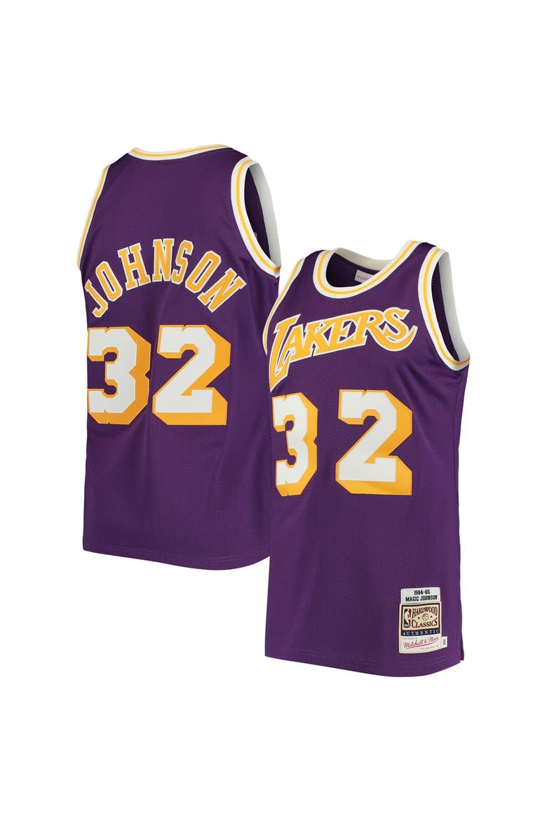 Men's Mitchell & Ness Magic Johnson Purple Los Angeles Lakers 1984/85 Hardwood Classics Authentic Jersey, Main, color, Purple
