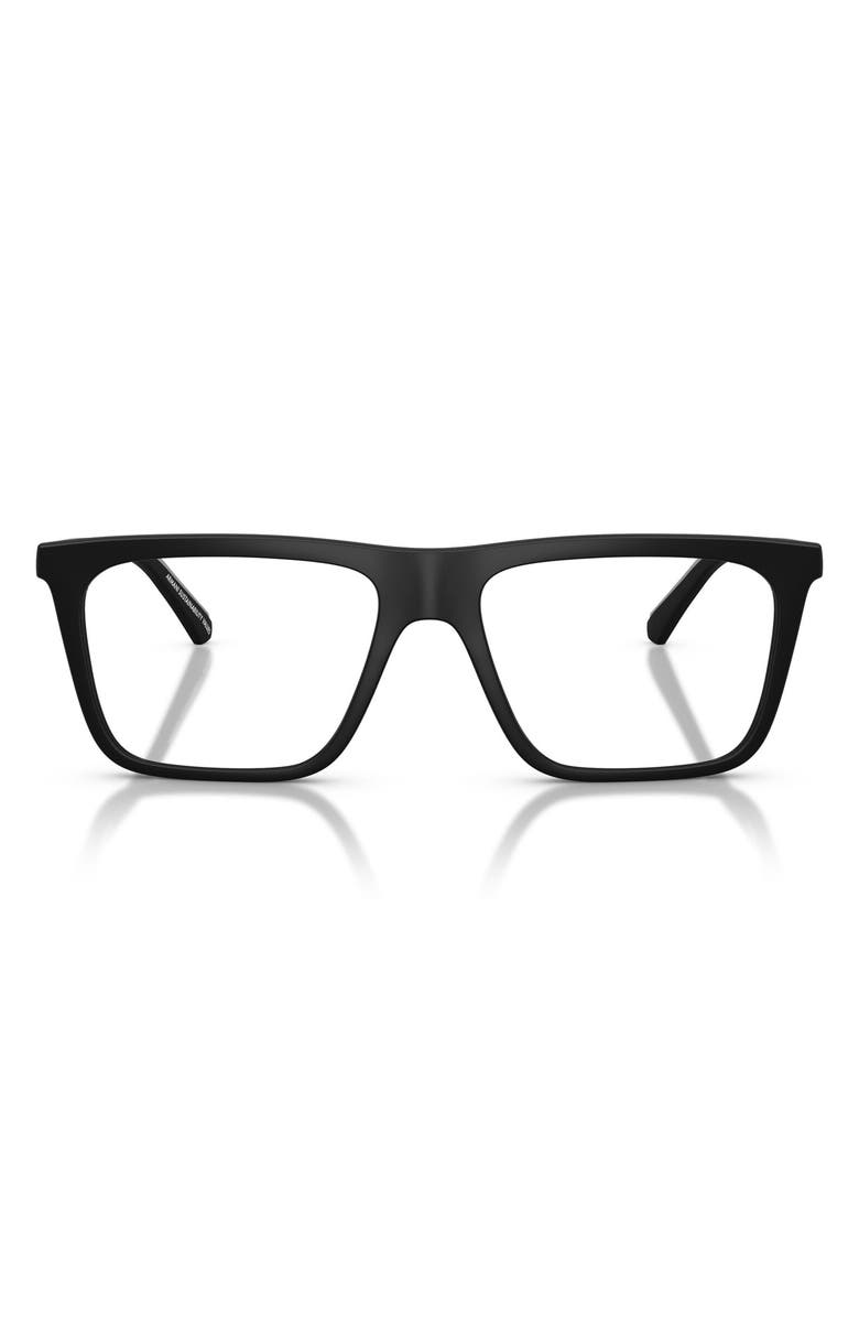 Emporio Armani 54mm Square Optical Glasses, Main, color, Matte Black / Clear