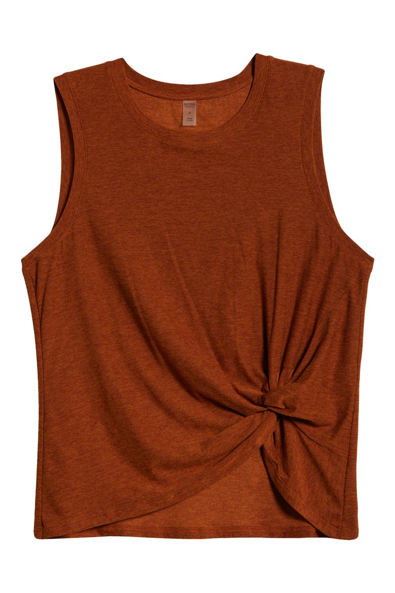 Front Twist Muscle Tank, Alternate, color, CINNAMON HEATHER