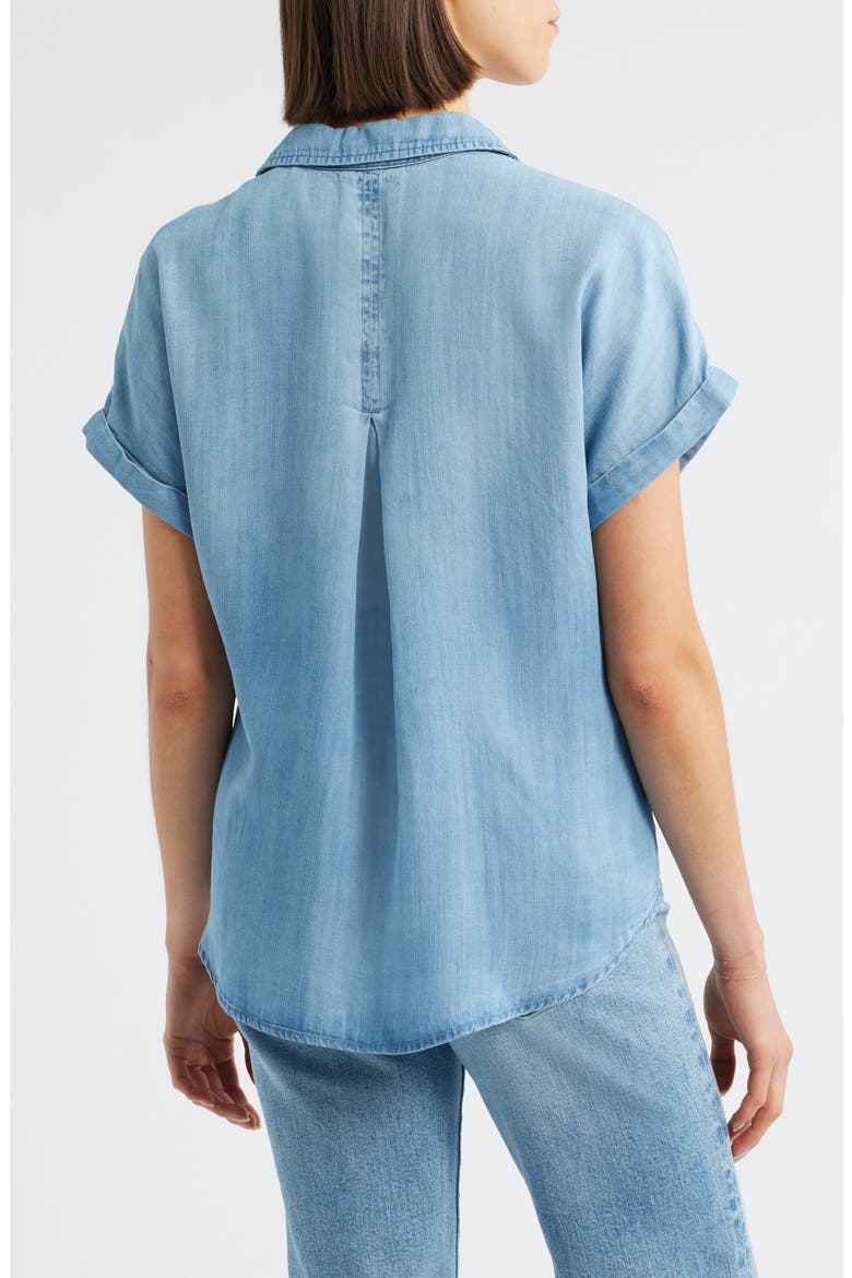 Cuffed Denim Shirt, Alternate, color, WORN BLUE WASH