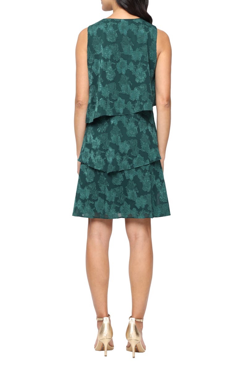 SL FASHIONS Sleeveless Burnout Chiffon Tiered Dress, Alternate, color, Pine