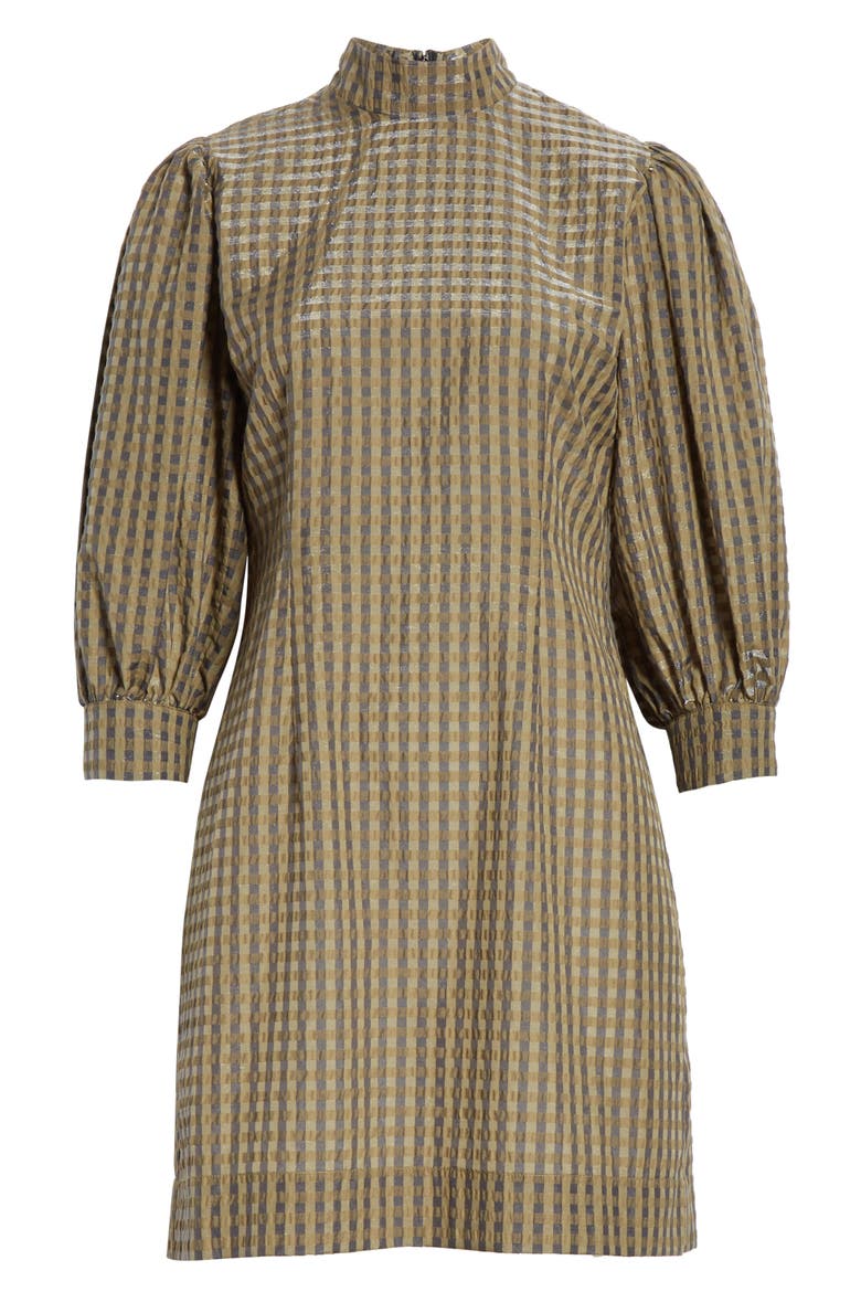 Short Check Seersucker Dress, Alternate, color, KALAMATA