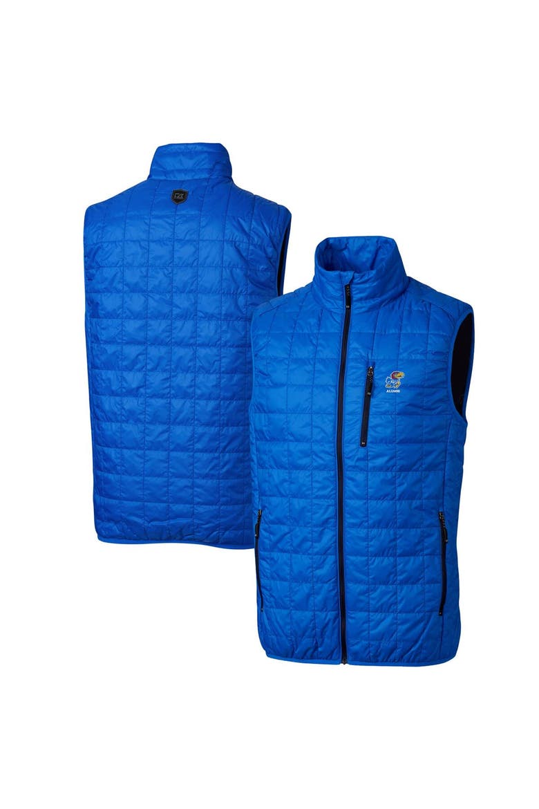 Men's Cutter & Buck  Royal Kansas Jayhawks Alumni Logo Rainier PrimaLoft Eco Insulated Full-Zip Puffer Vest, Main, color, Royal