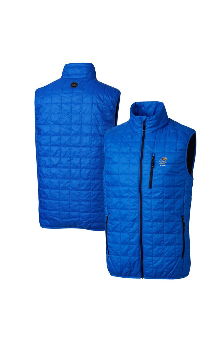 Cutter & Buck Men's Cutter & Buck Royal Kansas Jayhawks Alumni Logo Rainier PrimaLoft Eco Insulated Full-Zip Puffer Vest, Main, color, Royal