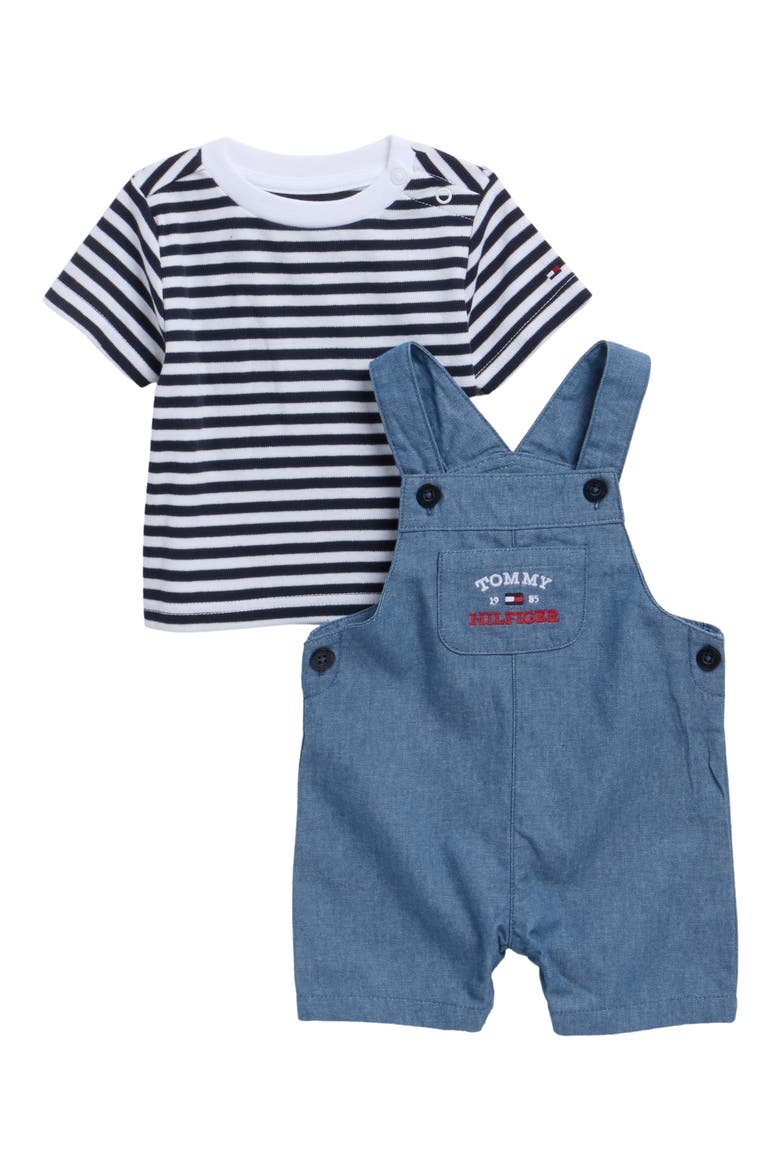 T-Shirt & Overalls Set, Main, color, DENIM