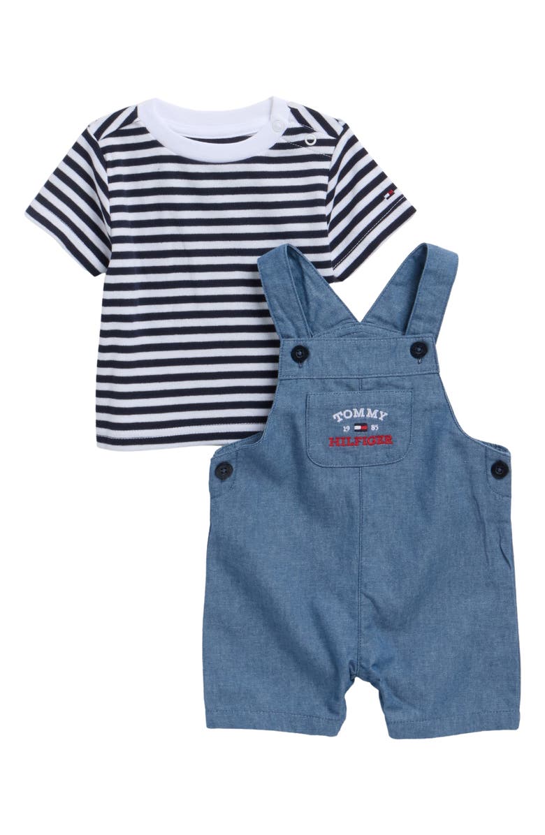 Tommy Hilfiger T-Shirt & Overalls Set, Main, color, Denim