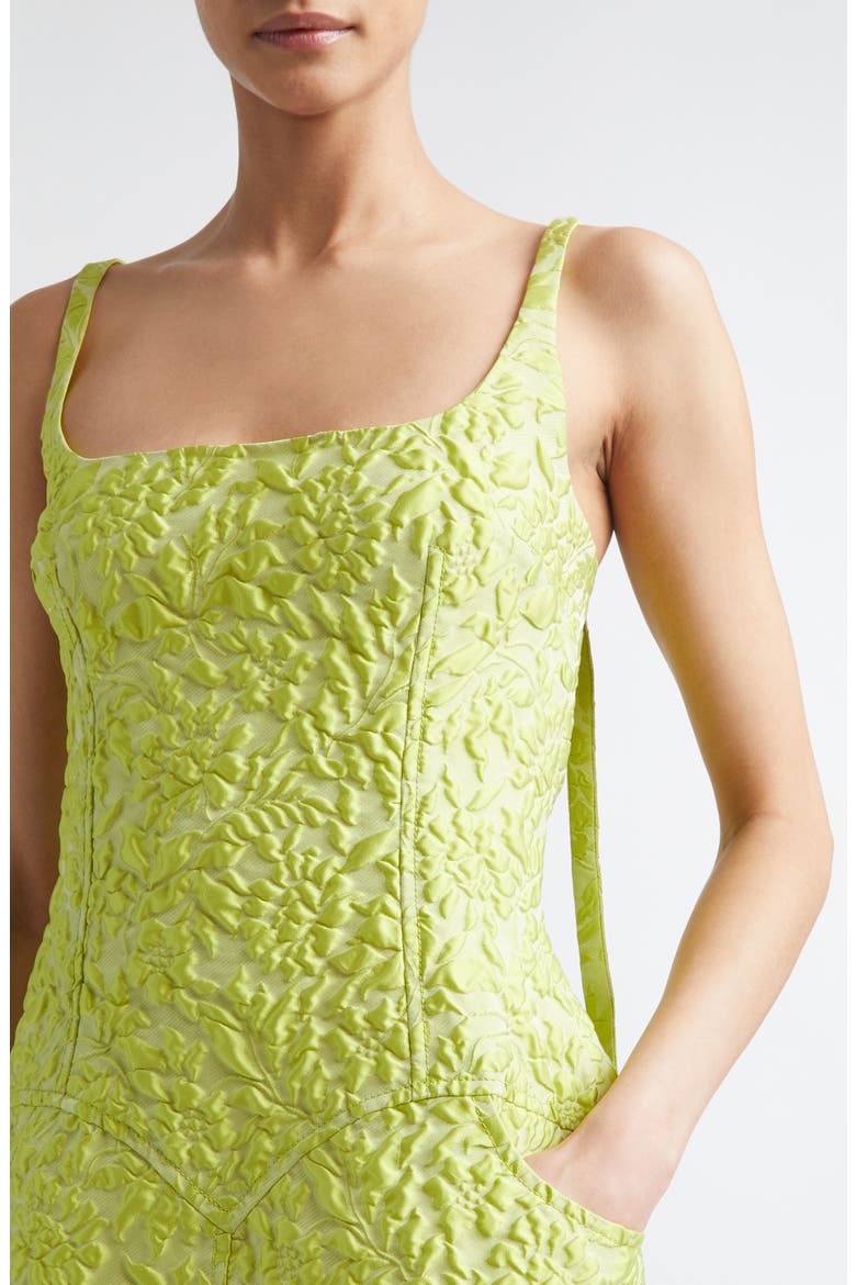 Eliezer Cloqué Minidress, Alternate, color, LIME GREEN