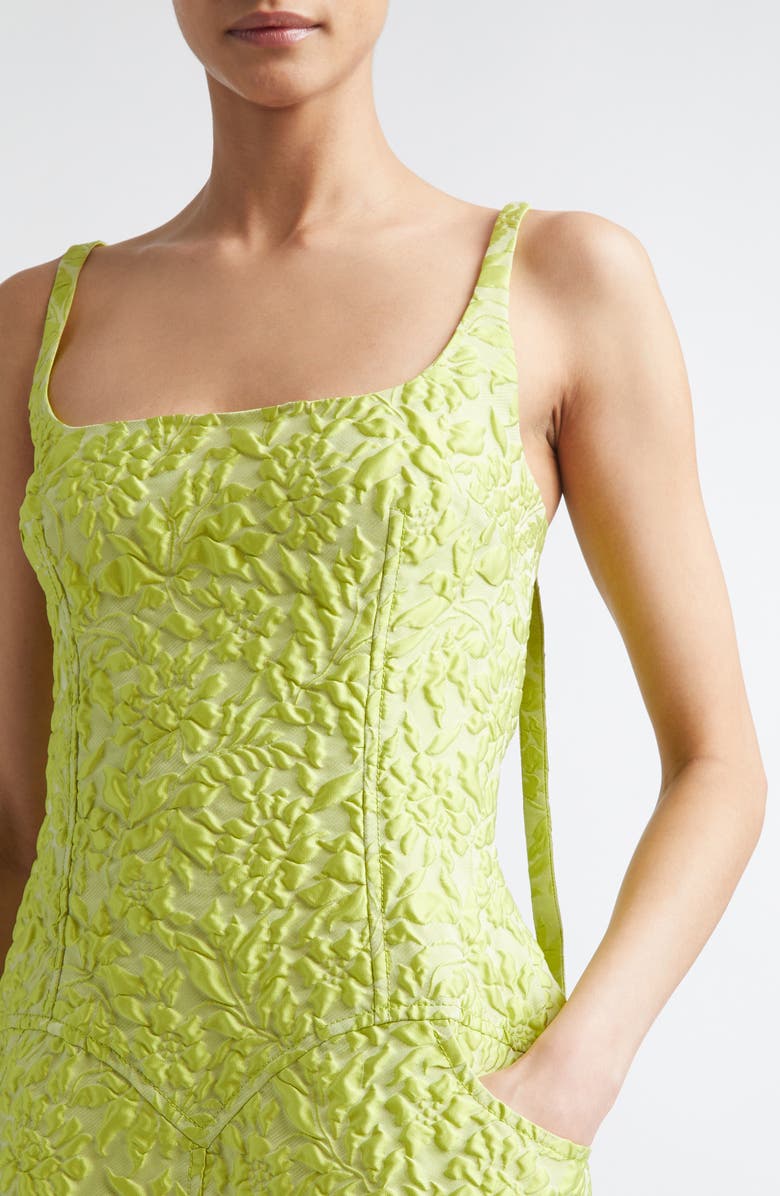 Emilia Wickstead Eliezer Cloqué Minidress, Alternate, color, Lime Green