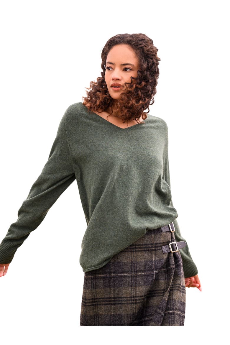 Geelong Wool Slouch V-Neck Sweater, Main, color, MOSS