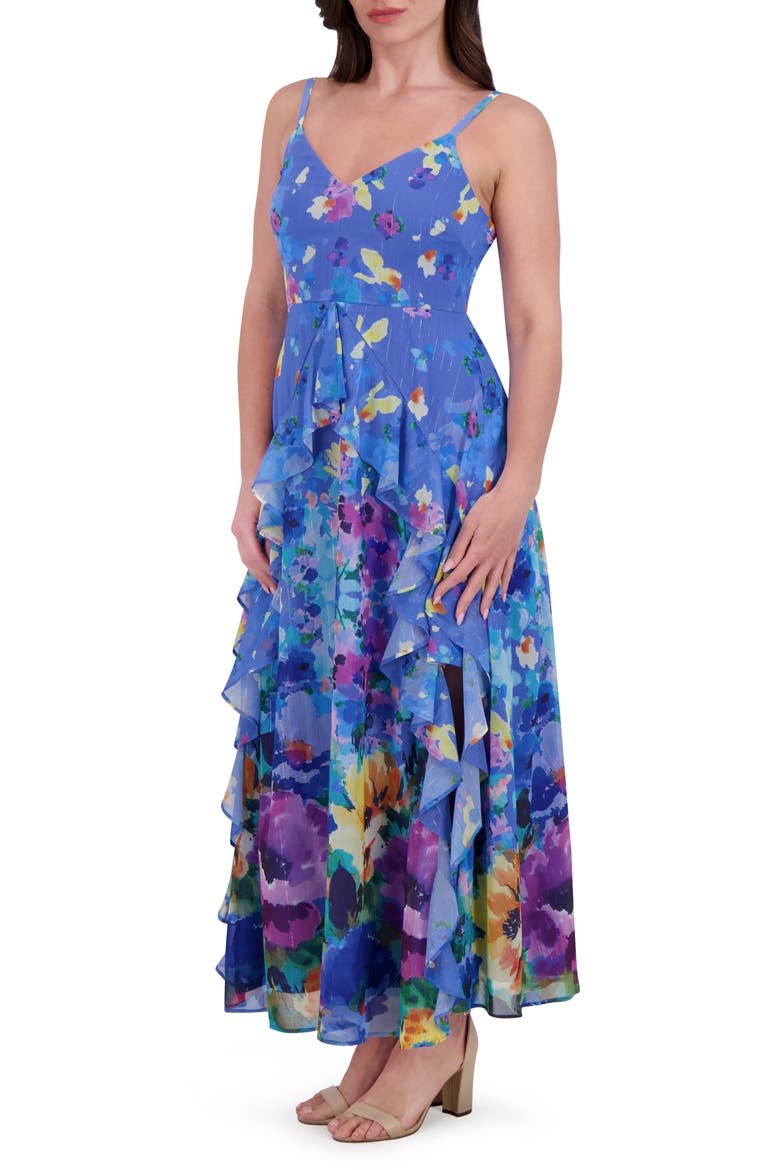 Burnout Chiffon Midi Dress, Alternate, color, MULTI