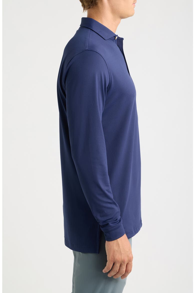 Lyons Heathered Long Sleeve Performance Jersey Polo, Alternate, color, NAVY