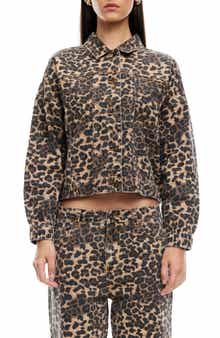 LIONESS Carmela Leopard Print Denim Jacket