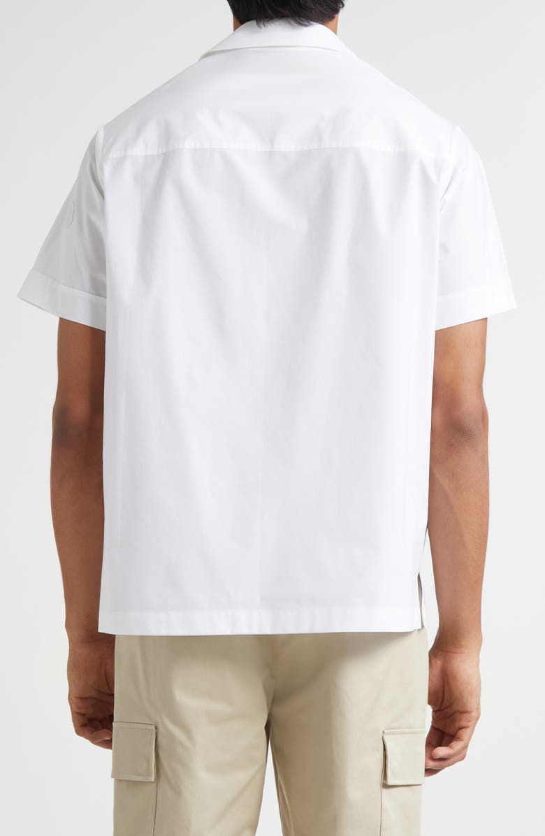 Moncler Logo Embroidered Camp Shirt, Alternate, color, Brilliant White