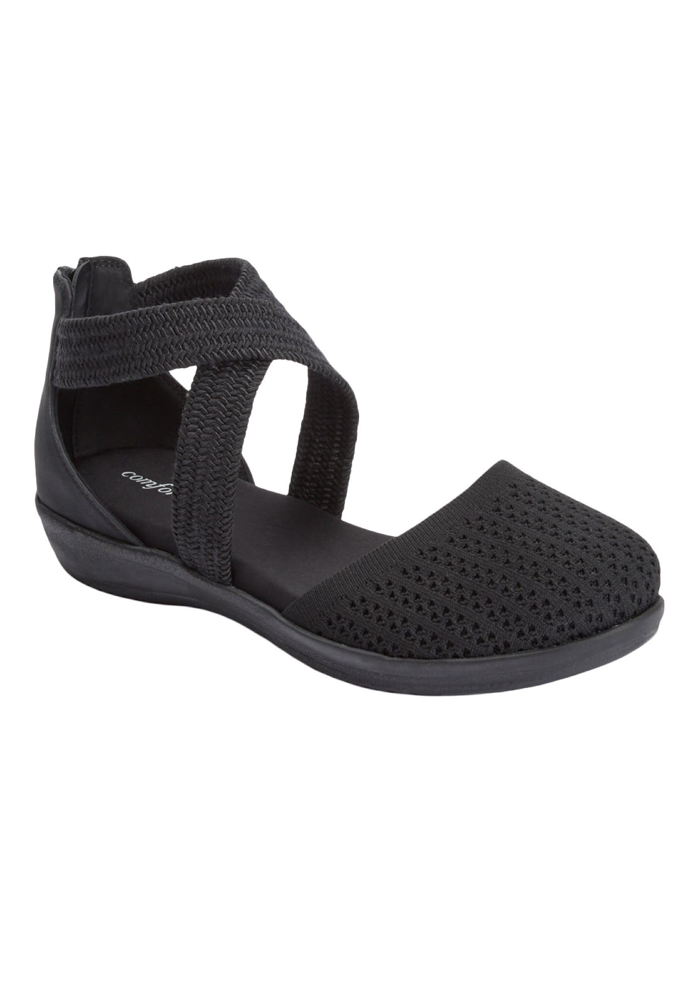 Comfortview The Lyla Orthotic Closed Toe Sandal, Main, color, Black