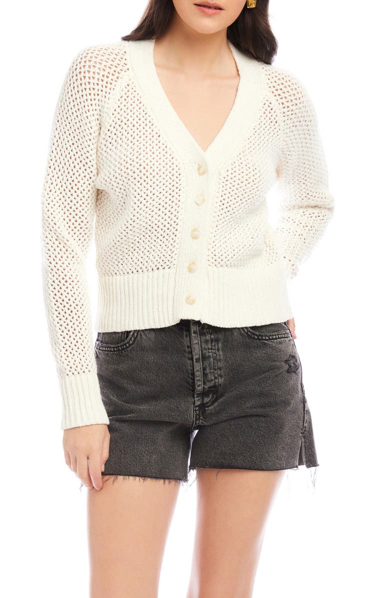 FIFTEEN TWENTY Ellen Open Stitch Cardigan, Main, color, Off White