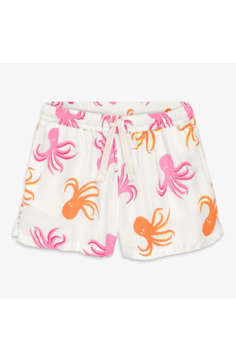 Primary Kids Cotton Gauze Beach Short, Main, color, Ivory Octopus